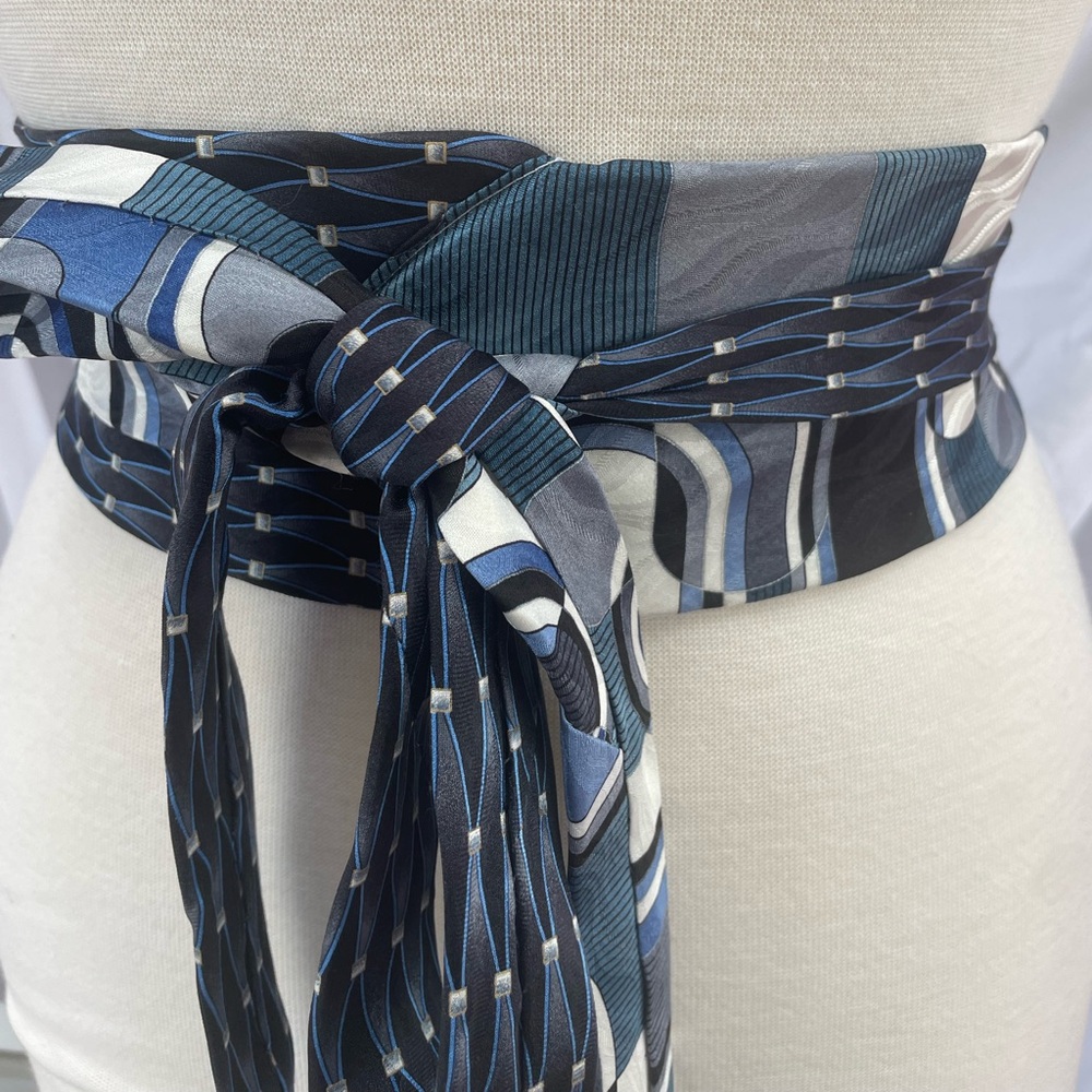 Custom handmade necktie obi wrap belt